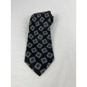 THAI SILK TIE.  BLACK‎ WITH DIAMOND PATTERN